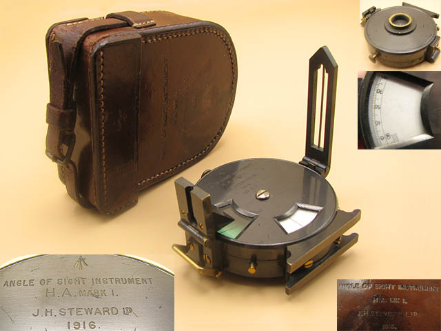 WW1  MK I Angle of Sight instrument by J H Steward, dated 1916)